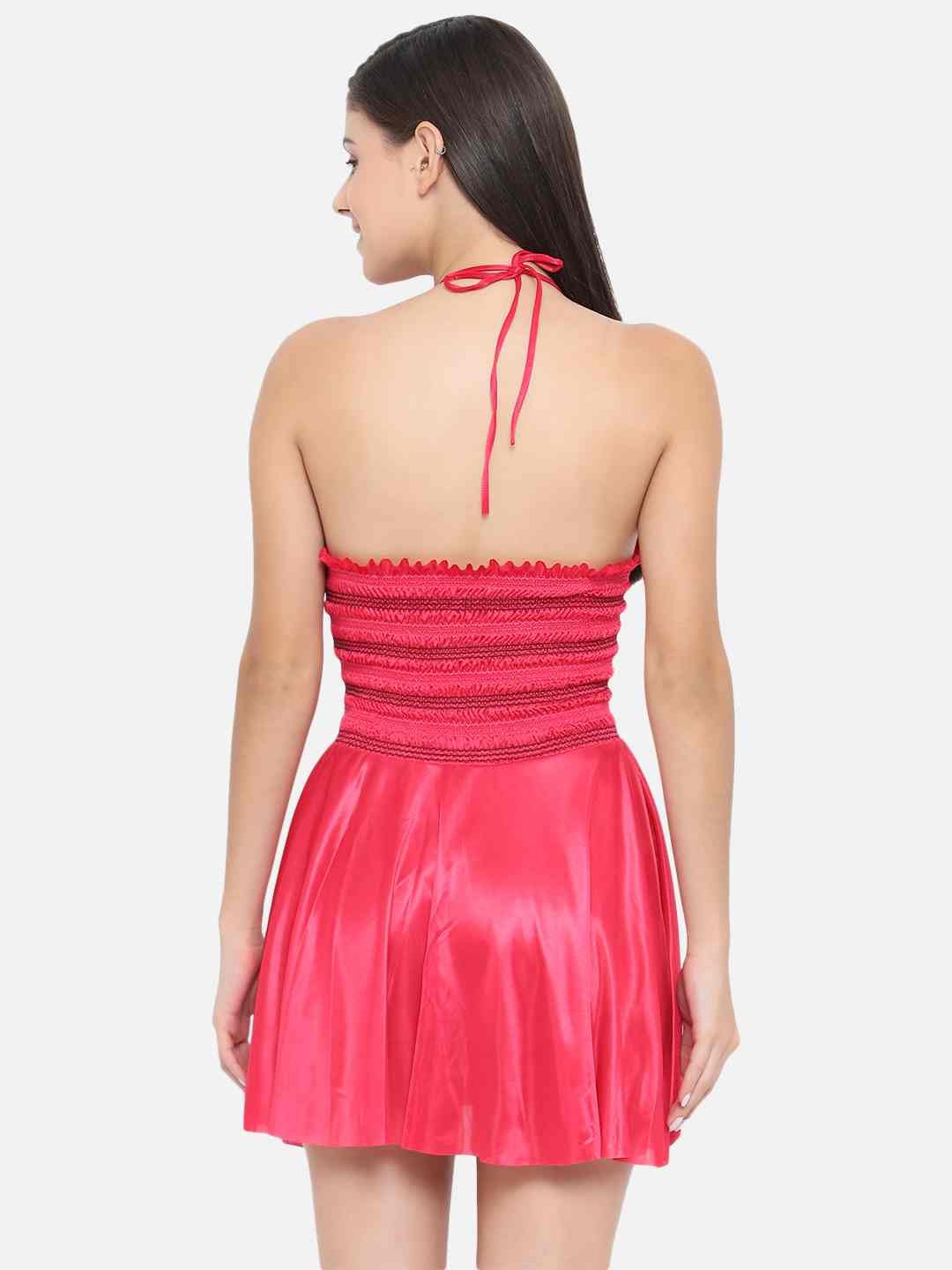 KLAMOTTEN Hot Bridal Cherry Red Babydoll Honeymoon Bikini & Night Dress